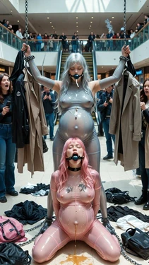 [Burn333] Two pregnant women objectified as coat racks and ashtrays [AI Generated]