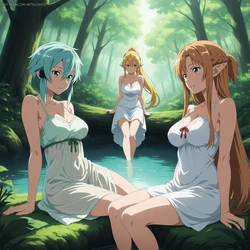 [artkoikoi] Asuna, Leafa and Sinon  Sword Art Online (FULL) (9 Animations) (Patreon) [AI Generated]