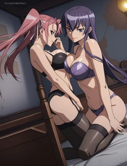 [18animegirls] (T2:T3:166p) 2girls: Saya Takagi (高城 沙耶) + Saeko Busujima (毒島 冴子) | Lingerie Set (Patreon) [AI Generated]