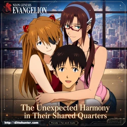 [Ditto Seeker] THR - Asuka Langley, Shinji Ikari & Mari Makinami (Neon Genesis Evangelion) The Unexpected Harmony in Their Shared Quarters [AI Generated]