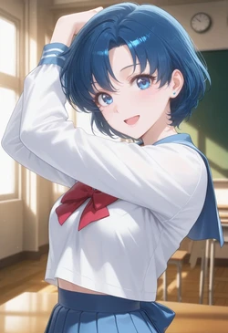 [ぱられるの世界] Sailor Mercury - Classroom Play (Patreon) (AI Generated)