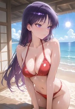 [ぱられるの世界] Sailor Mars - Beach Play (Patreon) (AI Generated)