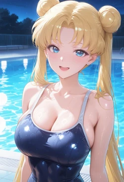[ぱられるの世界] Sailor Moon - School Swimsuit Pool Play (Patreon) (AI Generated)