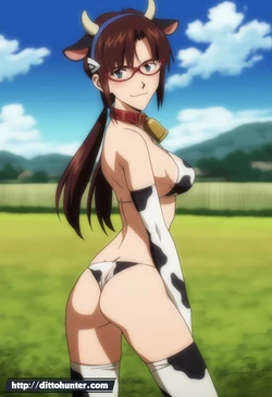 [DittoHunter] Mari Makinami (Neon Genesis Evangelion) dressed as a cow [Ai Generated]