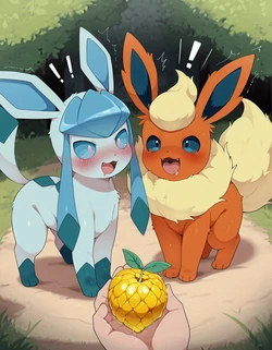 Fire and Ice + Eeveelutions (Pokemon)(Ai Generated)