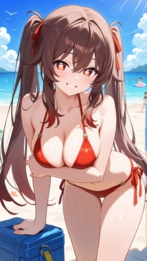 [AIAnArt] Hu Tao (Beach Bikini) [AI Generated]