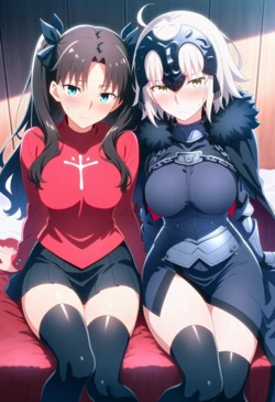 [Corudozera] [200pics] Rin Tohsaka x Jeanne d'Arc Alter (遠坂凛xジャンヌ・ダルク〔オルタ〕) / Fate/Stay Night x Fate/Grand Order [AI Generated]