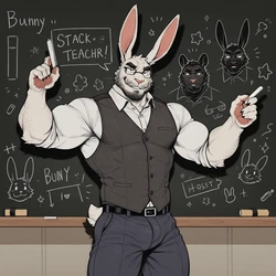 Teacher and student! Bunny and wolf! (Ai generated furries)