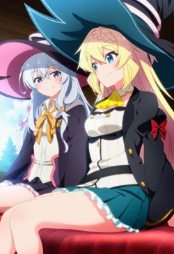 [Corudozera] [130pics] Elaina x Azusa Aizawa (イレイナx相沢梓) / Wandering Witch: The Journey of Elaina x I've Been Killing Slimes for 300 Years and Maxed Out My Level (魔女の旅々xスライム倒して300年、知らないうちにレベルMAXになってました) [AI Generated]