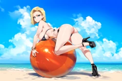[KobainAI] [Dragon Ball] Android 18 on the beach! [AI Generated]