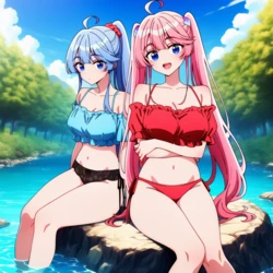 [KazamiDragneel] Ouka and Seiha Shiunnji Gangbang on the River [AI Generated]