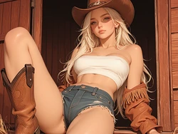 [TrashGer] Blonde cowgirl MMF Threesome groupsex [AI Generated]
