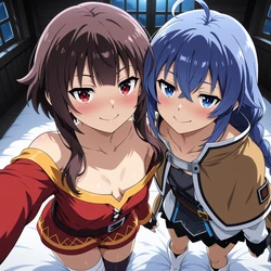 [Hammi AI] Roxy X Megumin practice [AI Generated]