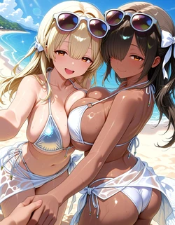 [AI Generated] ティア＆ナガと夏の思い出作り (NIKKE)