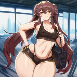 [MessingwithAI] Hu Tao Gym Session BBC [AI Generated]