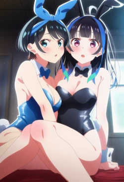 [Corudozera] [130pics] Ruka Sarashina x Mini Yaemori - FFM 3P (更科瑠夏x八重森みに) / Rent-A-Girlfriend (彼女、お借りします) [AI Generated]