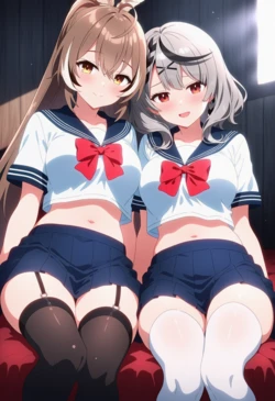 [Corudozera] [130pics] Nanashi Mumei x Sakamata Chloe (七詩ムメイx沙花叉クロヱ) / Hololive (ホロライブ) [AI Generated]