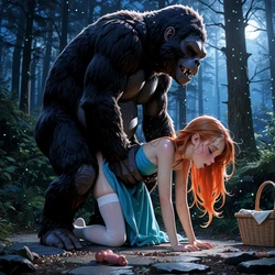 [AI Generated] girl and gorilla