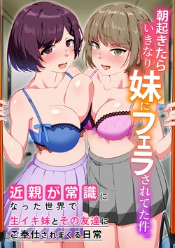 [NCP] 朝起きたらいきなり妹にフェラされてた件。近親が常識になった世界で生イキ妹とその友達にご奉仕されまくる日常