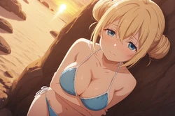 [AI Generated] 日向〇帆とビーチで隠しごと