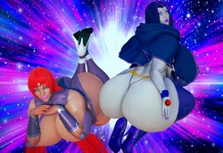 【FIRE ON】Raven & Starfire nude and kill only