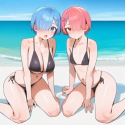 [MIYUのアトリエ] ♡レムとラムに搾り取られるスバル君♡ (Patreon) [AI Generated]