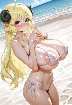 [AI Generated] 透け白ビキニわためぇ