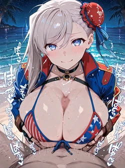 [AI Generated] FGO 水着武蔵 パイズリ おまけ水着BBちゃん嫌々パイズリ