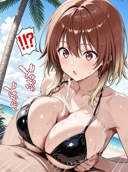 [AI Generated] アイドルマスター 緋田美琴 黒ビキニパイズリ