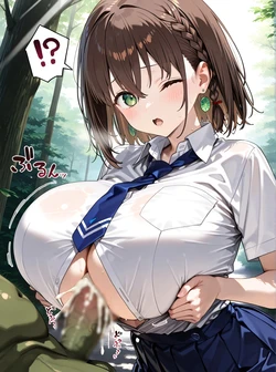 [AI Generated] アイちゃん ゴブリンの制服着衣パイズリ