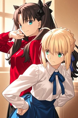 [社畜サーバント] Rin Tohsaka & Saber 106P - Fate Stay Night [AI Generated]