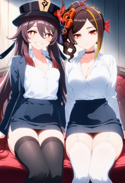 [Corudozera] [110pics] Hu Tao x Chiori (胡桃x千織) / Genshin Impact (原神) [AI Generated]