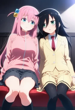 [Corudozera] [110pics] Hitori Gotoh x Tomoko Kuroki (後藤ひとりx黒木智子) / Bocchi the Rock! x No Matter How I Look at It, It's You Guys' Fault I'm Not Popular! (ぼっち・ざ・ろっく！x私がモテないのはどう考えてもお前らが悪い！) [AI Generated]