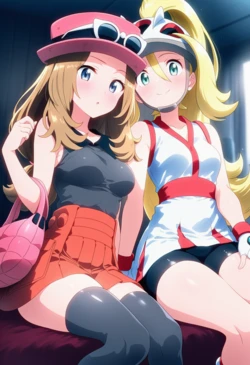[Corudozera] [110pics] Serena x Korrina - FFM 3P (セレナxコルニ) / Pokémon (ポケットモンスター) [AI Generated]
